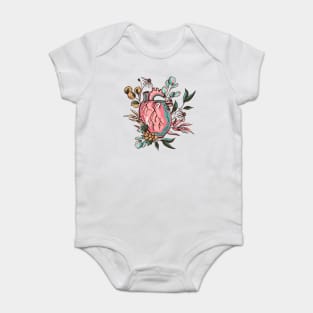 human heart flower illustration Baby Bodysuit